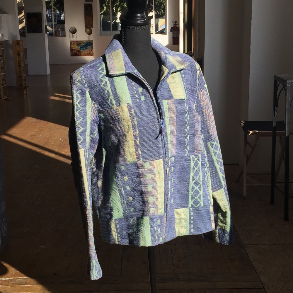 Perry winkle and sage textured jacket